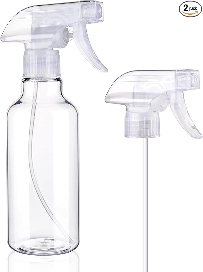 Spray Bottles Plastic Spray Bottle for Hair Mist/Stream Heavy Duty Empty Spray Bottles for Cleaning Solutions, Plants, Cooking (12oz-Clear+nozzle)