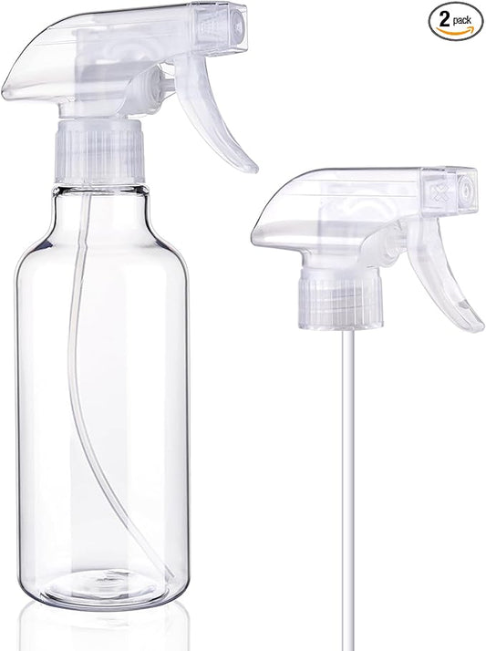 Spray Bottles Plastic Spray Bottle for Hair Mist/Stream Heavy Duty Empty Spray Bottles for Cleaning Solutions, Plants, Cooking (12oz-Clear+nozzle)