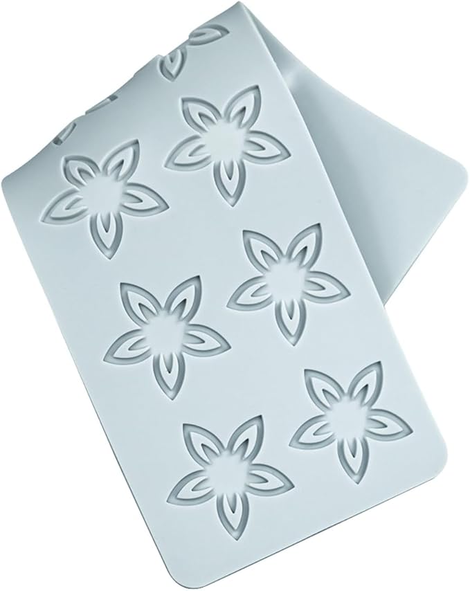 TUKE Tuille Mold Flower Chocolate Silicone Mold 3D Hollow Fondant Mold Cake Topper Hollow Silicone Mold Candy Mold Lace Mat for Cake Decorating Chocolate Fondant Tuille (Flower J_9.84x3.2x0.12inch)