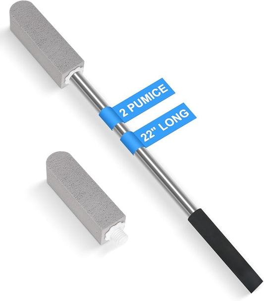 22" Long Pumice Stone Toilet Bowl Cleaner - Toilet Pumice Stone with Stainless Handle - Bathroom Cleaner Toilet Brush - Hard Water Stains Remover for Toilets, Bathtubs, Kitchen, Pool, Tile Cleaning