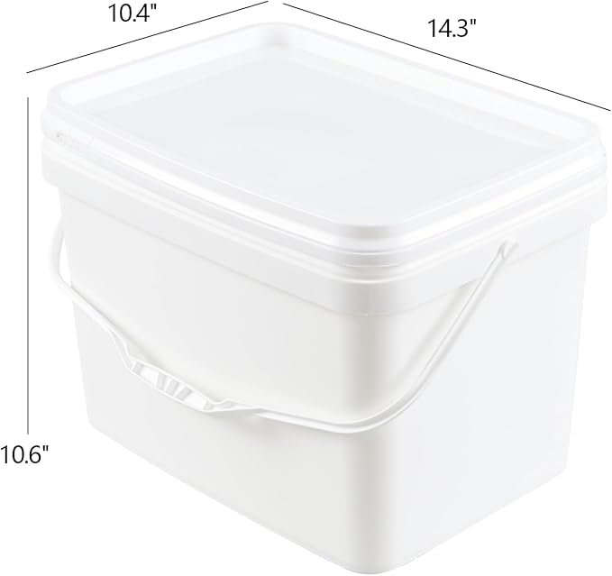 4 Pack 20 L Plastic Water Buckets with Handles, Plastic Pail with Lids, White