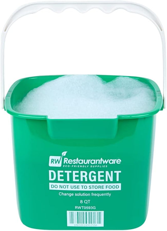Restaurantware-RW Clean 8 Quart Cleaning Bucket, 1 Detergent Square Bucket - With Measurements, Built-In Spout And Handle, Green Plastic Utility Bucket, For Home Or Commercial Use,