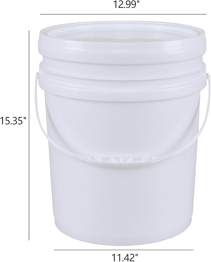 4 Packs Food Grade Airtight Plastic Buckets with Handles, Plastic Pail with Lid, 7 Gallon, White