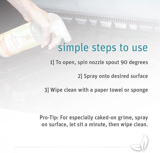 Grab Green Kitchen Power Degreaser, 16 Ounce (Pack of 3), Tangerine Lemongrass Scent, Biodegradable, Plant and Mineral Based, Cuts Through Tough Grease and Grime