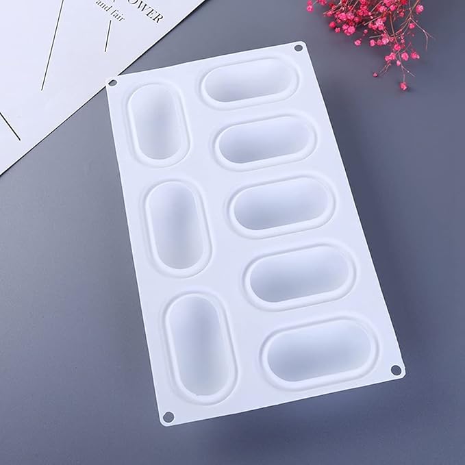 8 Slots 3D Oval Shape Silicone Soap Mould Handmade Jelly Maker Cake Mold Tool