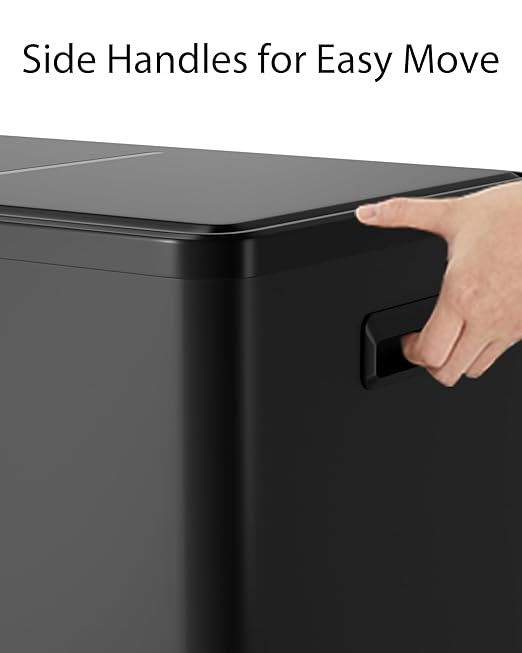 Garvee Dual Trash Can for Recycling and Trash, 2 x 30 L (60 L) Stainless Steel Kitchen Trash Can with Lid and Foot Pedal, Double Compartment Garbage Can, with Recycling Bin, 2 x 8 Gallon