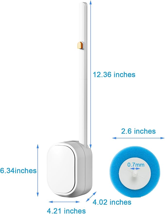 Wall Mounted Disposable Toilet Brush and Holder Toilet Bowl Cleaner with 18 pcs Refills Sponges Pad Replacement Brush Heads (1x Toilet Brush + 18 pcs Refills)