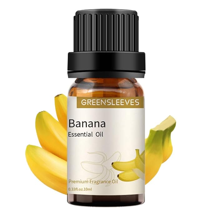 GREENSLEEVES Banana Essential Oil, 10ml Pure Plant-Based Fragrance Oil for Aromatherapy, Essential Oils for Diffuser, Air Freshener, Massage, Bath Bomb, Scented Candle Soap Making