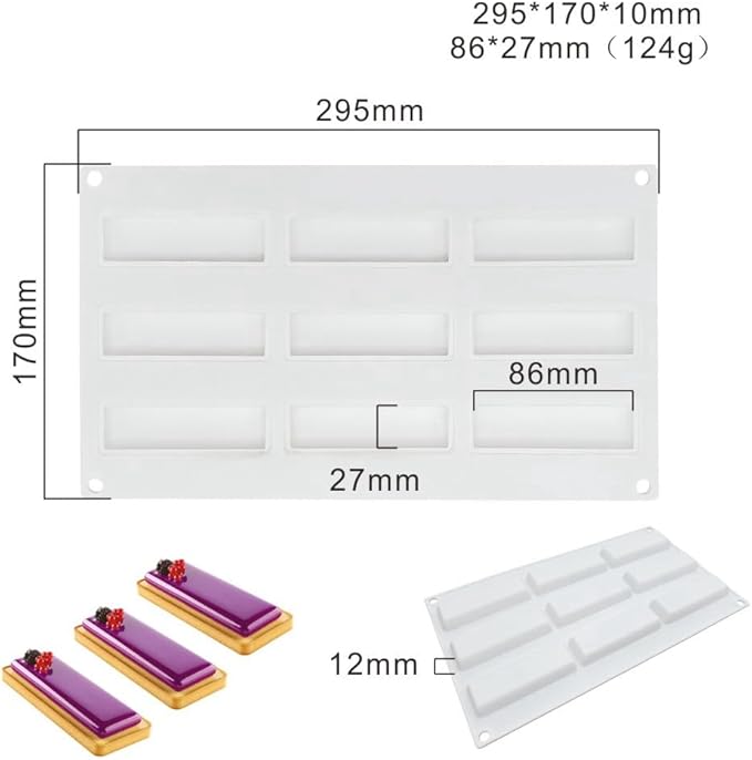 Silicone Mold Chocolate Decorating Mould DIY Cake Mousse Molds Baking Accessories Reusable Tools (Rectangle G_11.6 X6.8 X0.4inch)