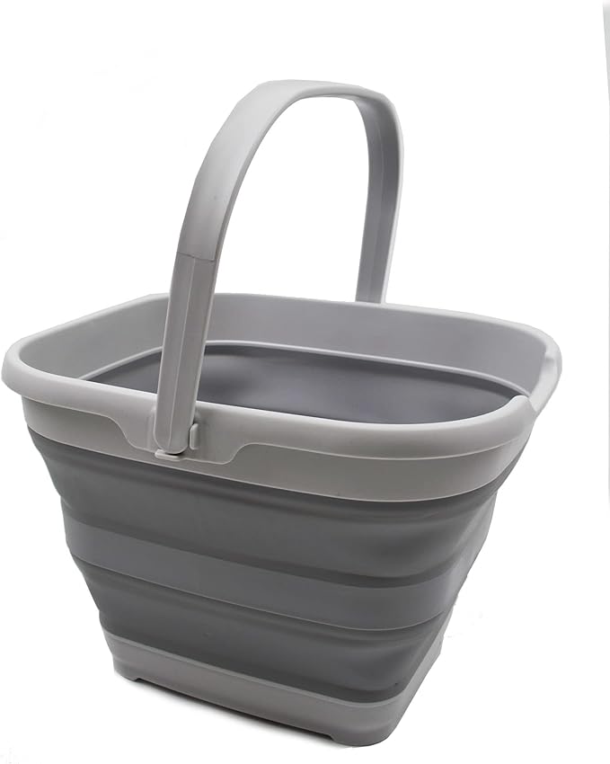 SAMMART 10L (2.6 Gallon) Collapsible Rectangular Handy Bucket (Grey, 1)