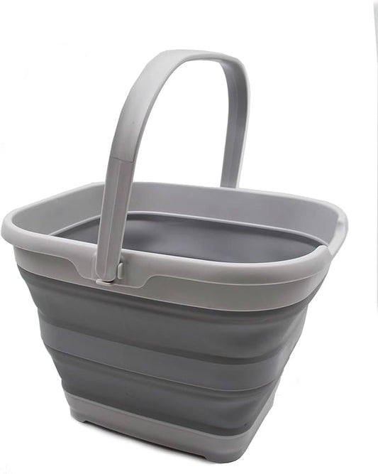 SAMMART 10L (2.6 Gallon) Collapsible Rectangular Handy Bucket (Grey, 1)