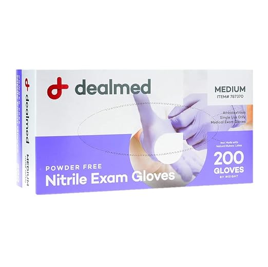 Dealmed Nitrile Medical Grade Exam Gloves, Disposable, Latex-Free, Medium (200 ct.)
