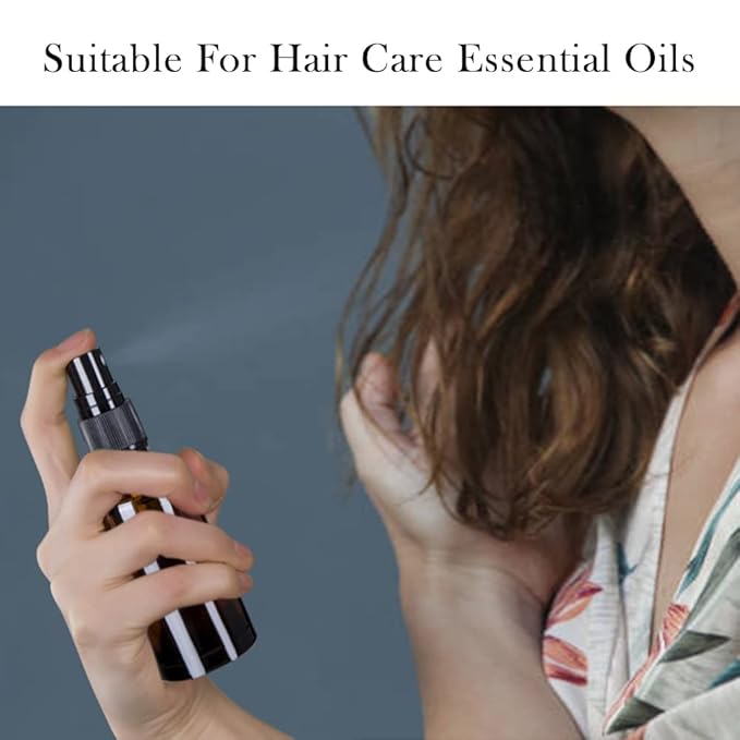 Small Amber Glass Spray Bottles For Essential Oils, 2oz Empty Fine Mist Mini Spray Bottles, Set of 18