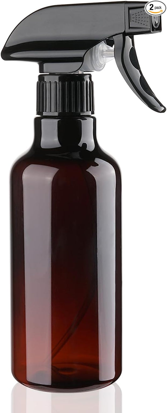 Spray Bottles 12oz Plastic Spray Bottle for Hair Mist/Stream Heavy Duty Empty Spray Bottles for Cleaning Solutions, Plants (12oz-Brown)