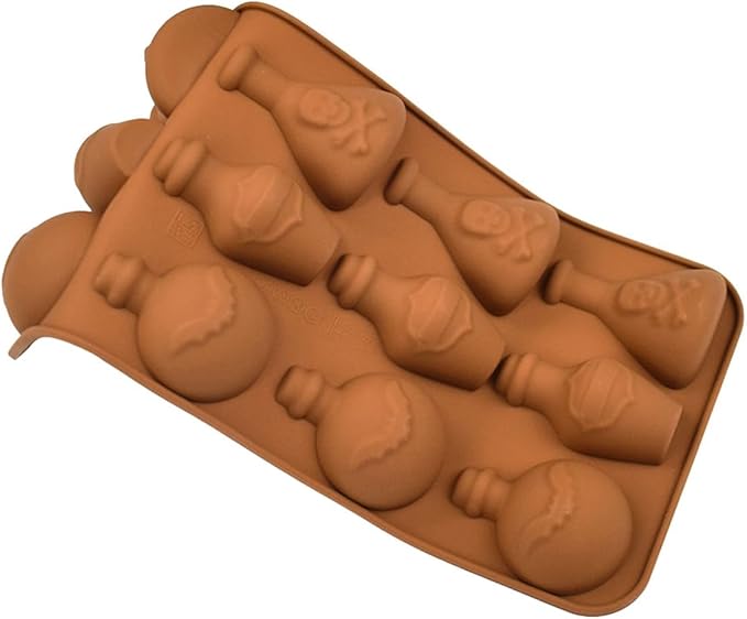 mostsom Chocolate Molds Silicone Mold Halloween Apothecary Potion Bottle for Ice Cube Jelly Crayon Gummy Cupcake Decoration (B_ 8.92x4.04x0.56 inch)