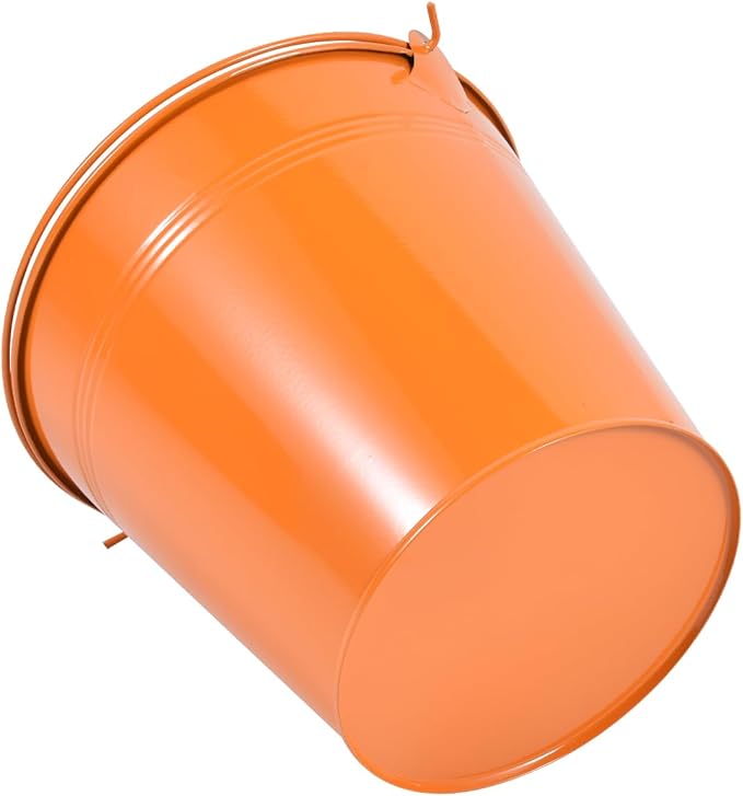 OBTANIM 7 Pack Orange Metal Buckets with Handle Galvanized Ice Pails for Plants, Succulents, Party Favors Organizing, Rustic Home Decor or Classrooms Pencil Storage (7.1 x 5.2 inch)