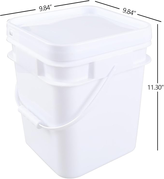Xyskin 3 Gallon Mixing Bucket, White Food Grade Bucket, Paint Pail with Seal Lids, 11 Liter Paint Bucket with Handle, Pack of 4