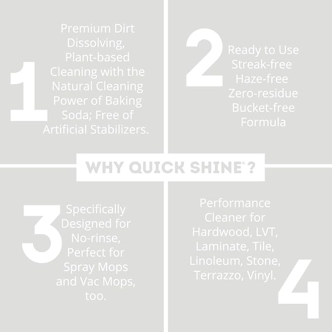 Quick Shine Multi Surface Floor Cleaner Daily Care 24oz | Plant-Based, Ready to Use, Dirt Dissolving, Streak Free, No Rinse | Use on Hardwood, Laminate, Luxury Vinyl Plank, Tile & Stone | Safer Choice