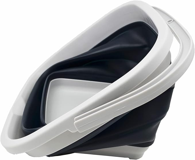 SAMMART 11L (2.9 Gallon) Collapsible Rectangular Handy Bucket (1, Grey/Slate Grey)