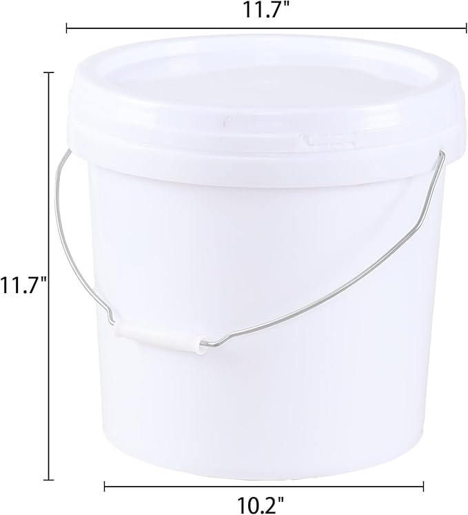 Farmoon 6 Packs 4 Gallon Food Grade Sealable Bucket, White Round Storage Bucket with Lid