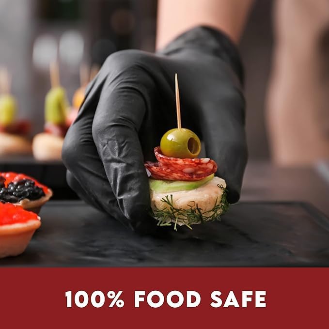 Black Nitrile Gloves Disposable Latex Free & Powder Free, 4 Mil Rubber Glove, Cleaning, Cooking, Mechanic(XS-XXL)