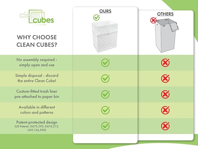 13 Gallon Disposable Pop-Up Trash Cans (6-Pack) with Fitted Bags – Foldable Garbage & Recycling Bins for Parties, Events & Kitchen (Trellis, 17" H x 13.5" W x 10" D)