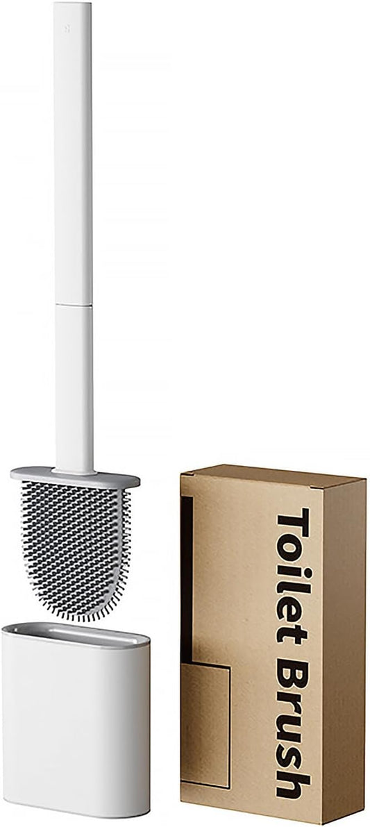 RV Silicone Toilet Brush with TPR Bristles & Detachable ABS Handle Set, Landing & Wall Mountable Toilet Bowl Brush for Space-Saving RV Bathrooms Flexible 360°Deep Cleaners Brushes (White)