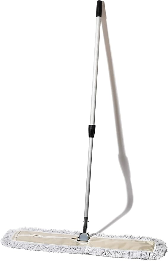 Commercial Dust Mop – 36 Inch Floor Sweeper for Hardwood, Reusable Cotton Mop Head, Extendable Handle, Dry Mop for Floor Cleaning & Janitorial Supplies
