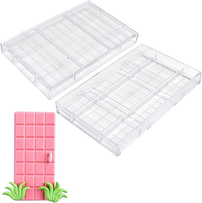 TUKE Chocolate Bar Hard Polycarbonate Chocolate Mold 3 Cavity PC Candy Mould for Easter, Halloween, Christmas - Food-Grade, Durable, Non-Stick, Easy Release (A_ Rectangle)