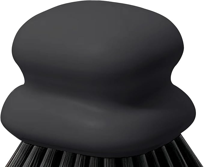 Dish Brush with Handle, Kitchen Scrub Brushes for Cleaning, Dish Scrubber with Nylon bristles for Sink, Pots, Pans(1Pack Black Nylon bristles)