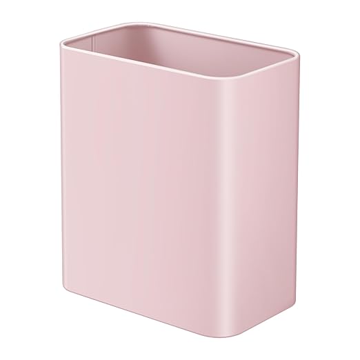 TIPGO Small Metal Trash Can, 2.1 Gallon Slim Trash Can for Bathroom, Wastebasket Garbage Bin for Bedroom, Office, Kitchen, Under Sink (Pink)