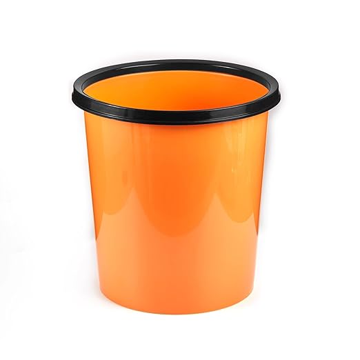 Plastic Small Trash Can Wastebasket - Garbage Can Basket for Bathrooms - Laundry Room, Kitchens, Offices, Kids Rooms, Dorms - Orange