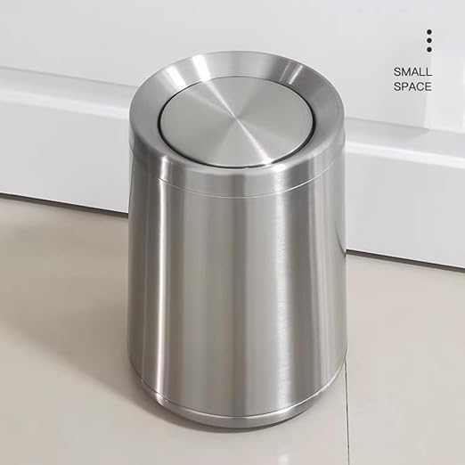 10L / 2.6Gal Small Stainless Steel Sliver Trash Can,Metal Bathroom Garbage can with Lid,Modern Home Décor Wastebasket with Flipping Lid, Garbage Can for Kitchen,Bathroom,Living Room(Silver),