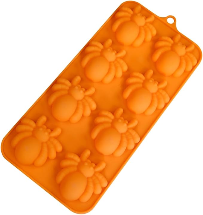 mostsom Chocolate Mold Halloween Silicone Baking Mold Spider Shape Silicone Cake Mold for Chocolate, Cupcakes, Candy, Cookies, Soap, Gummy, Jelly (I_8.88x4.04x0.6 inch)