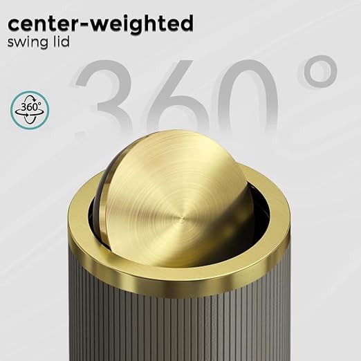 15L/4GAL Gold BedroomTrash can,Gold Bathroom Garbage can with lid，Small Trash Can with Flipping Lid, 4gallon,Garbage cans for Bedroom,Kitchen，Office,Hotel(15L-Gary)