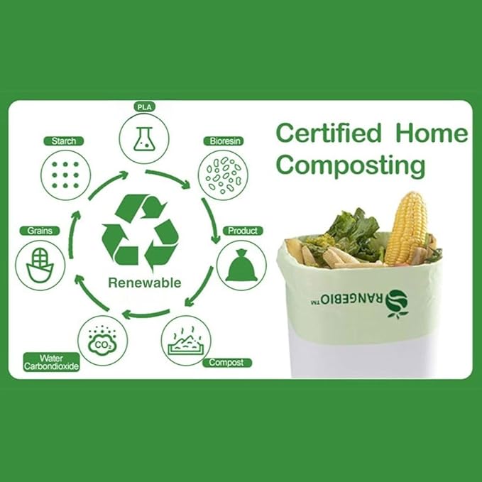 OrangeBio 6~8 Gallon Compostable Trash Bags, 100 Count, Plant-Based Garbage Bags for Kitchen, Bathroom, Office & Food Waste – Durable, Leak-Proof, ASTM D6400 & BPI Certified