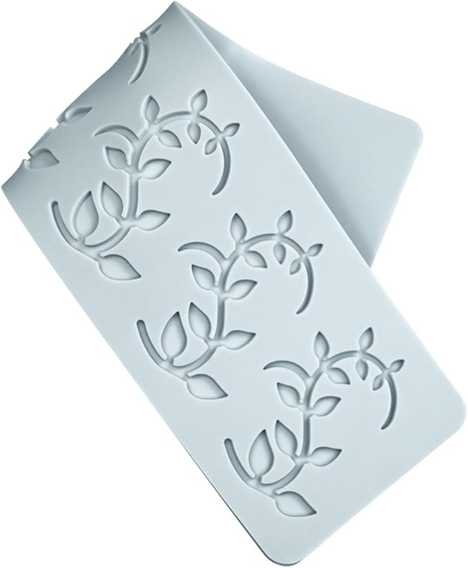 TUKE Tuile Molds Silicone Curved Leaf Silicone Hollow Mold Candy Mold Lace Mat for Cake Sugar Craft Decoration Chocolate Fondant Tuille Paste Baking Gummy Mould (Curved Leaf_9.6x2.64x0.12inch)