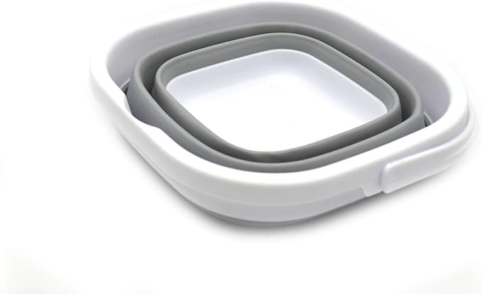 SAMMART 2.6L (0.68 Gallon) Super Mini Sqare Collapsible Plastic Bucket - Foldable Square Tub - Portable Fishing Water Pail - Space Saving Outdoor Waterpot (1, Grey)