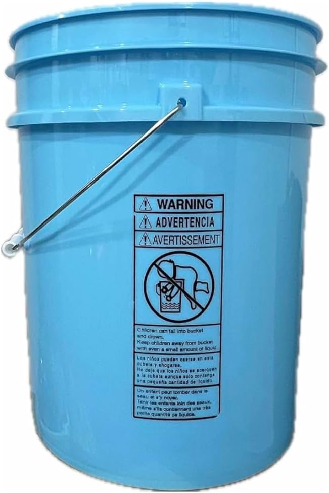 House Naturals 5 Gallon Premium HPDE Plastic Bucket - Made in USA Food Grade Storage Container, BPA Free All Purpose Pail (5, Aqua)