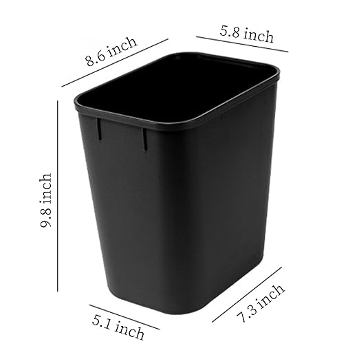 Black Small Trash Can 4Pack, 2Gallon/8 L Plastic Office Trash Can Garbage Can Under Desk, Trash Cans for Bedroom, Office and Kitchen, Bathroom Trash Can Fits Narrow Space, Plastic Trash Can