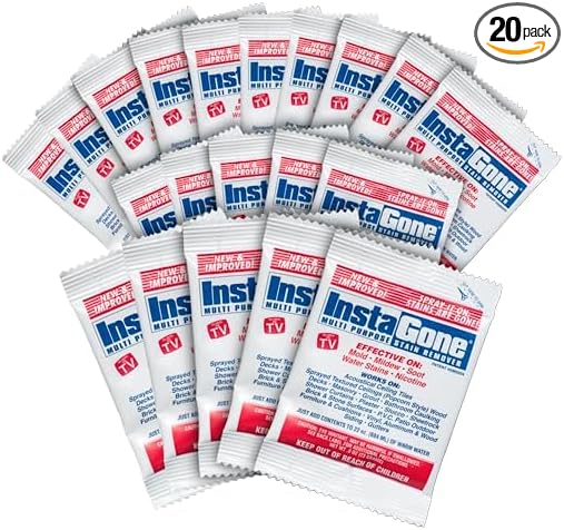 Stain Remover - 20 Pack REFILL for Larger Areas - Indoor/Outdoor Ceiling, Wall, Bathroom, Roof, PVC Fence, Patio Furniture, Vinyl, Concrete & More