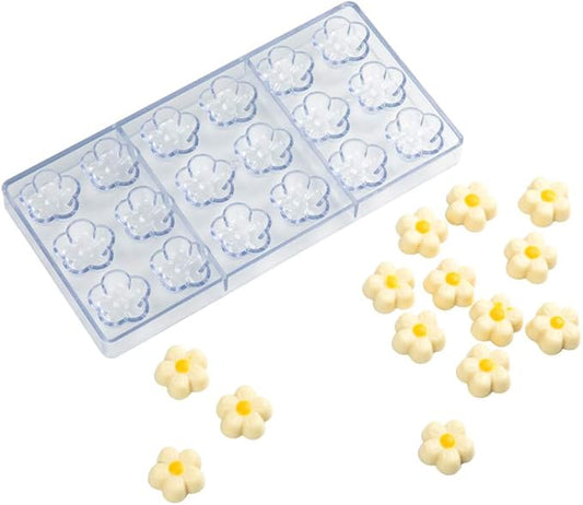 Pastry Tek 10.8 x 5.3 Inch Plastic Flower Molds, 10 Flower Candy Molds - 18 Cavities, Freezer-Safe, Clear Polycarbonate Flower Chocolate Molds, Easy Release, Food Grade