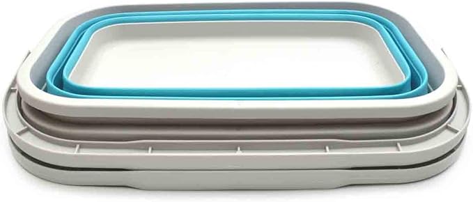 SAMMART Set of 2-11.6L (3.06 Gallon) Collapsible Rectangular Handy Basket/Bucket (Bright Blue, 2)