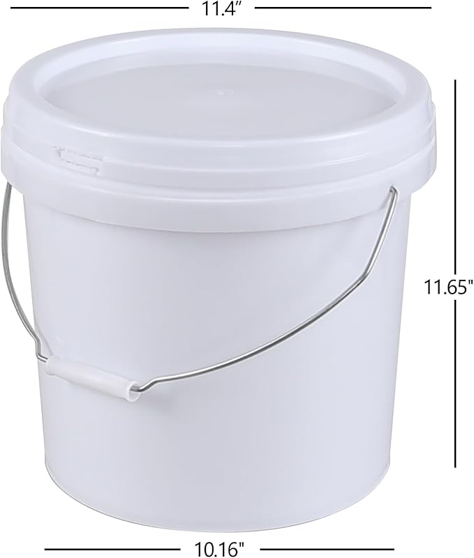 4 Pack 4 Gallon/15 L Food Grade Buckets, Plastic Bucket with Sealed Lid, White