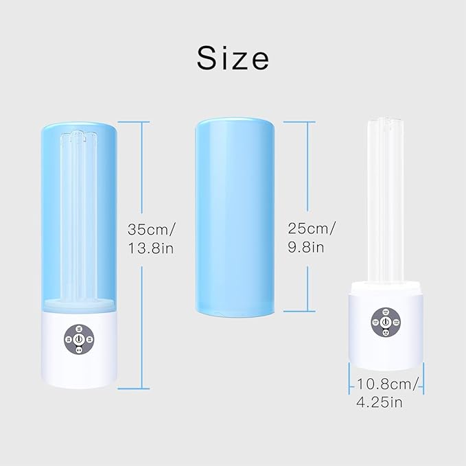 UV Light Sanitizer, 55w 254nm UVC Lamp for Room Surface Disinfection, Kills Bacteria Molds Dust Mites up to 750 sqft, Home/School/Hotel/Travel, 1Y Warranty (Blue with Ozone)