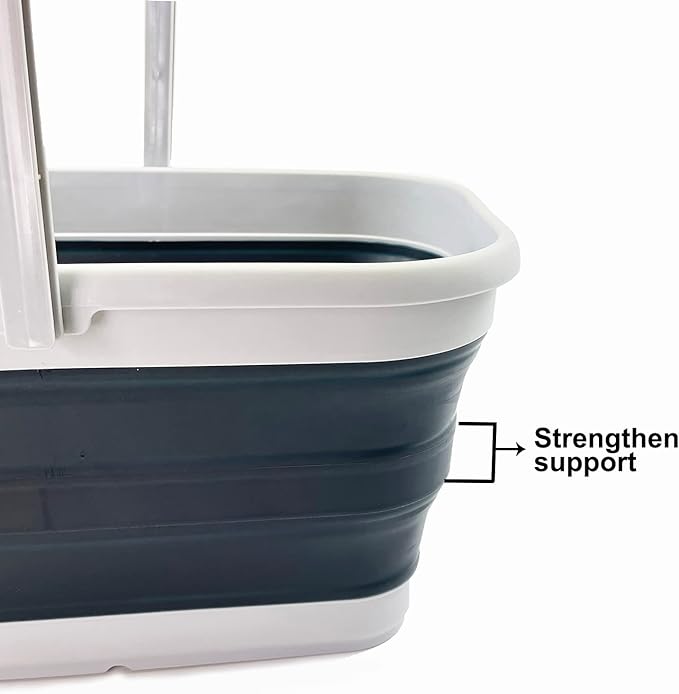 SAMMART 12L (3.1 Gallon) Collapsible Rectangular Handy Basket/Bucket/Multiuse Foldable Water Pail for Camping, Fishing (Slate Grey (Set of 2))