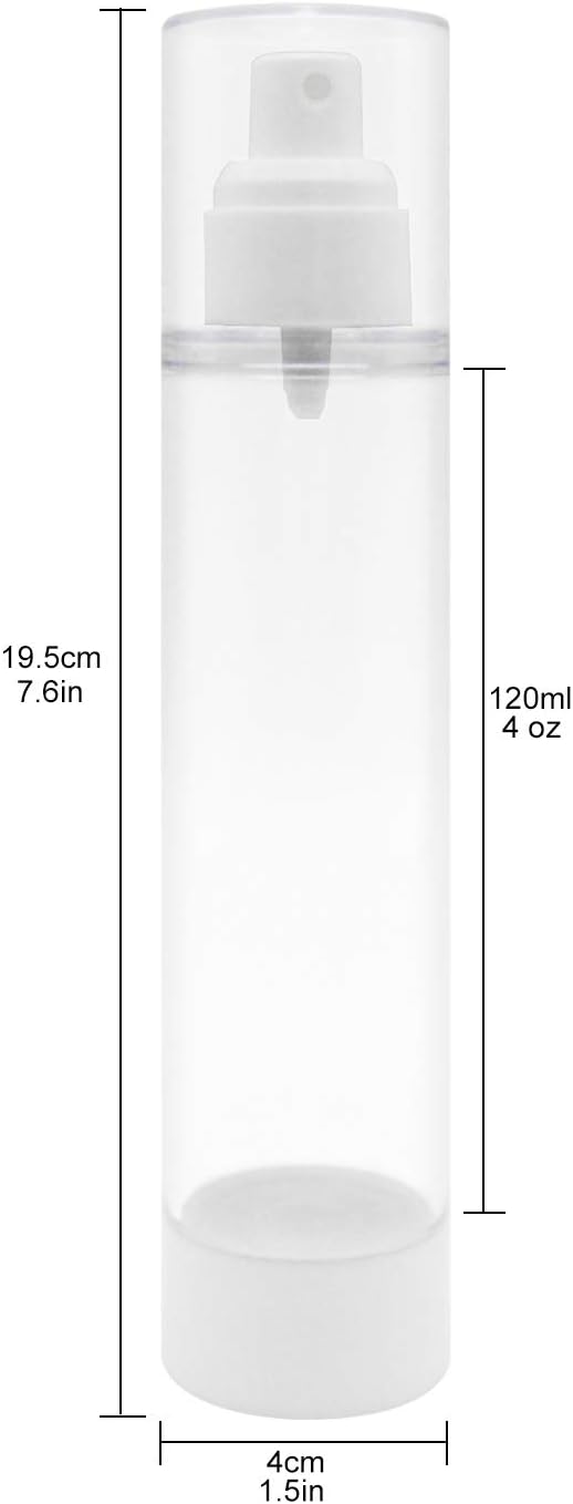 TRENDBOX 120ml / 4oz Airless Spray Bottle Refillable Travel Container for Cosmetic Makeup Water - 6 Pack