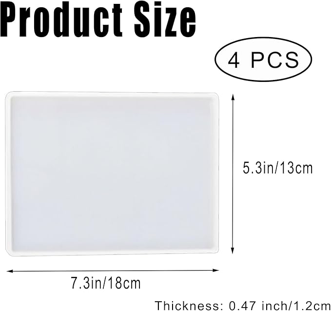 4 Pcs 7x5 inch Resin Tray Molds, Rectangle Silicone Molds, Flat Concrete Molds Resin Epoxy Silicone Board for Epoxy DIY Crafts