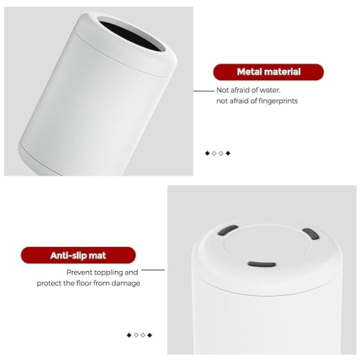 White Open Top Trash can,10L/2.6GAL, Wastebasket Bin,Garbage Can for Bathroom,Living Room,Office,Kitchen,Bedroom,Hotel (White)