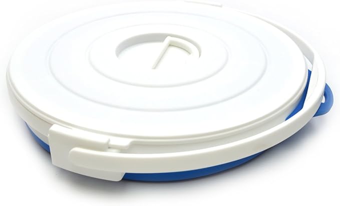 SAMMART Set of 2-10L (2.64Gallon) Collapsible Fishing Bucket Locking Lid, 31cm Dia. (2, Blue)